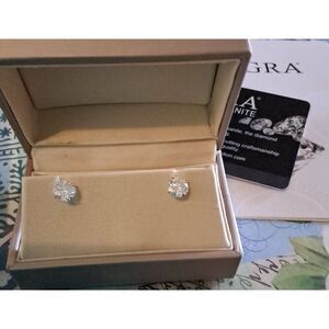 CERTIFIED 3/4Ct Round Genuine Moissanite Diamond 18KYGP Screw Back Stud Earrings